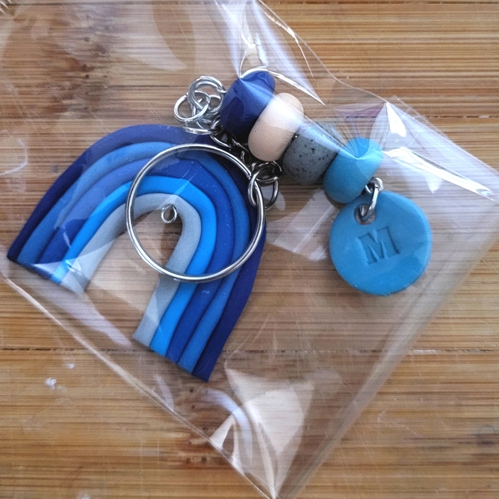'M' Rainbow Polymer Keychain 🌈
